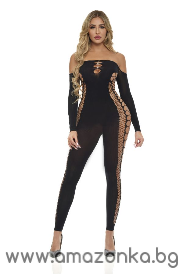 DIAMOND DRIPPIN BODYSTOCKING BLACK, OS
