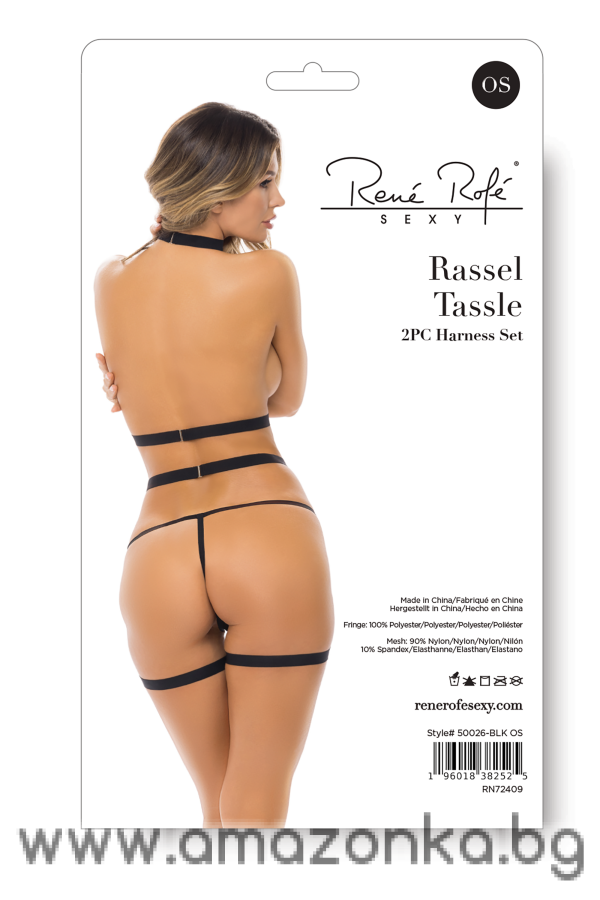 RASSEL TASSLE 2PC HARNESS SET BLACK, OS