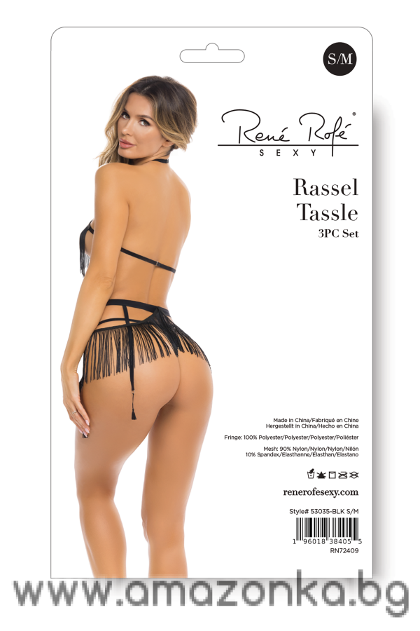 RASSEL TASSLE 3PC SET BLACK, S/M