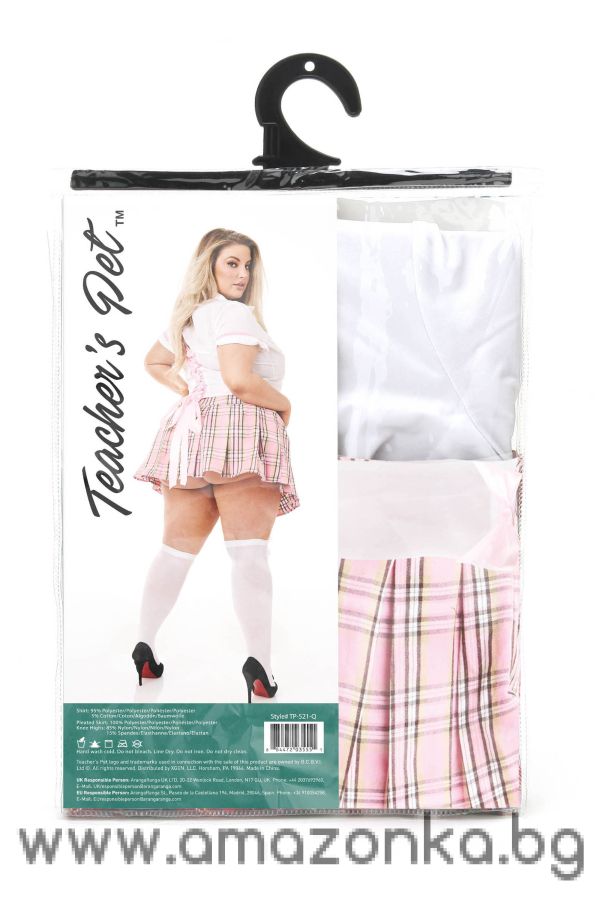 TEACHER PET 2  PCS PINK PRIVATE SCHOOLGIRL COSTUME, QUEEN SIZE
