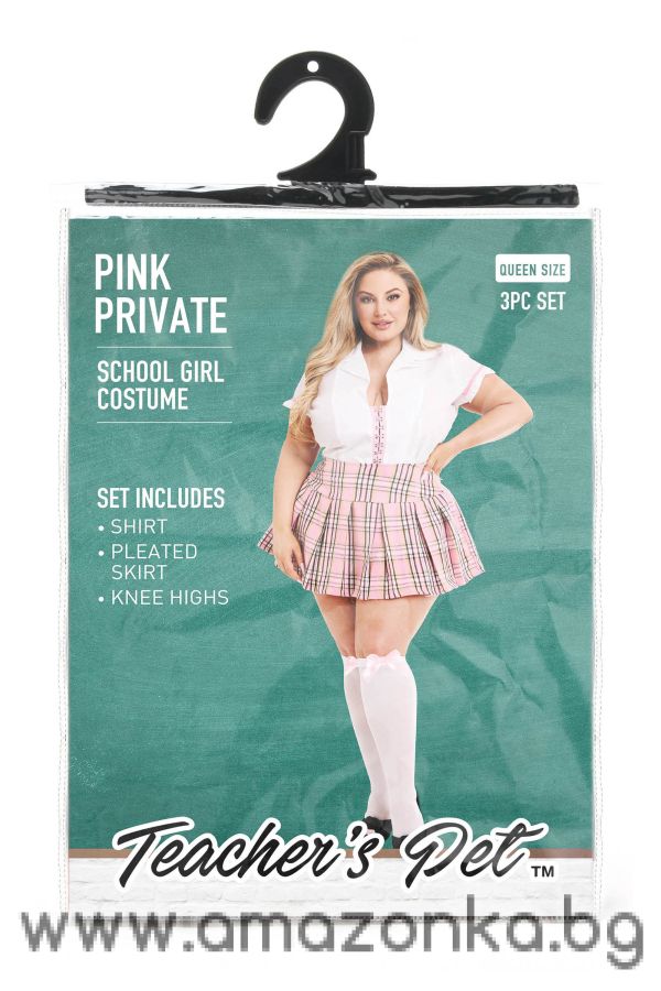 TEACHER PET 2  PCS PINK PRIVATE SCHOOLGIRL COSTUME, QUEEN SIZE
