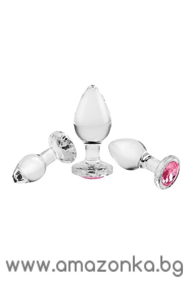 A&E PINK GEM GLASS PLUG SET