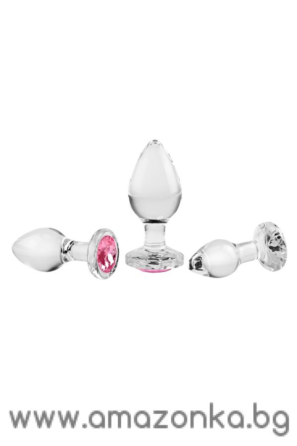 A&E PINK GEM GLASS PLUG SET