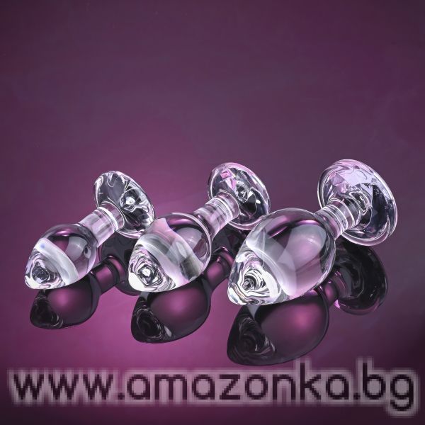 A&E PINK GEM GLASS PLUG SET