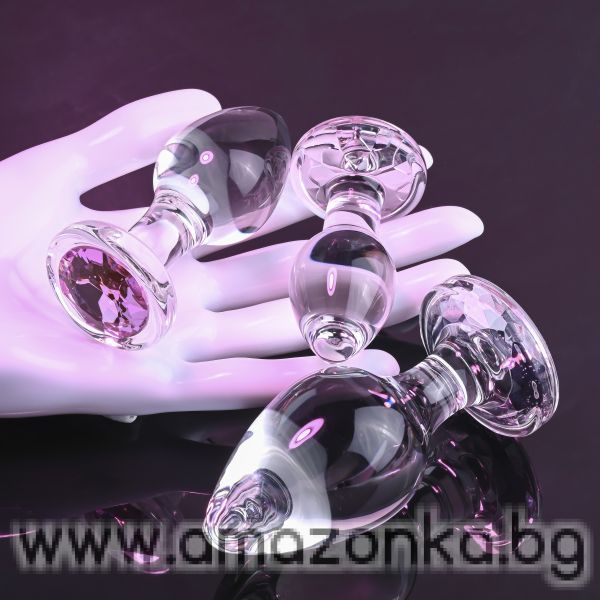 A&E PINK GEM GLASS PLUG SET