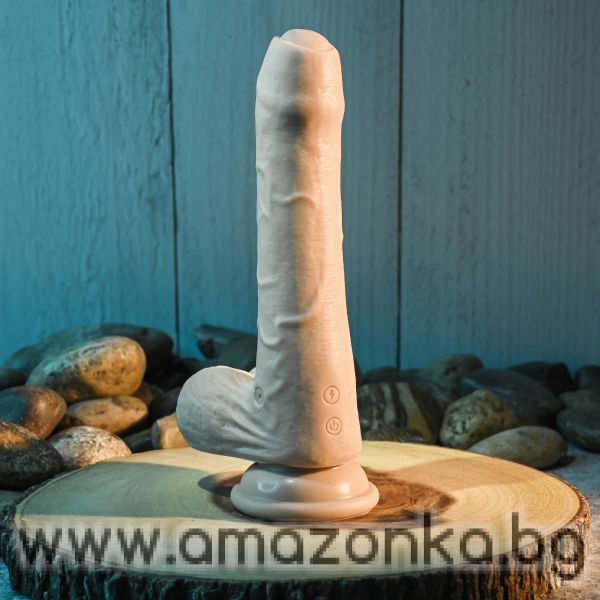 EVOLVED PEEK A BOO VIBRATING DILDO 8 INCH LIGHT