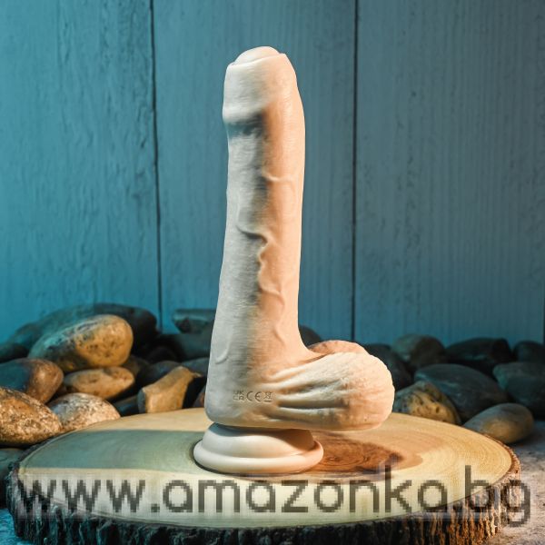 EVOLVED PEEK A BOO VIBRATING DILDO 8 INCH LIGHT