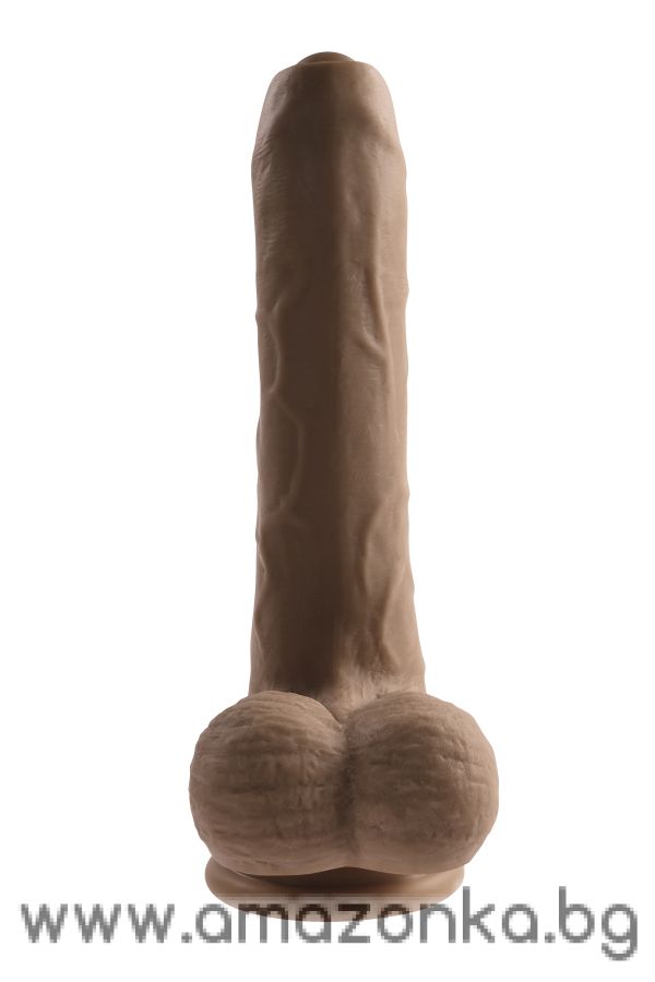 EVOLVED PEEK A BOO VIBRATING DILDO 8 INCH DARK