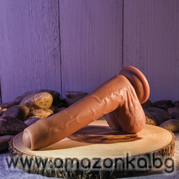 EVOLVED PEEK A BOO VIBRATING DILDO 8 INCH DARK