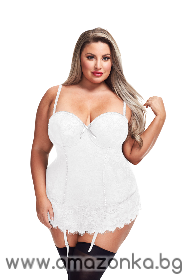 BUSTIER AND GSTRING WHITE, 1X/2X