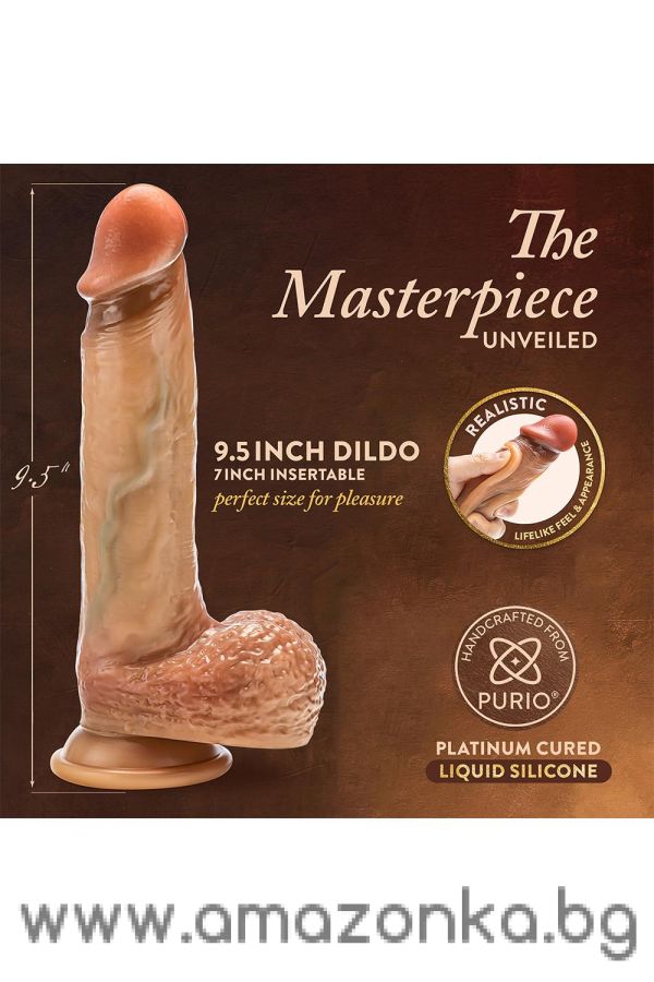 Raphael 9.5 Inch Sliding Foreskin Dildo with Squeezable Balls Tan