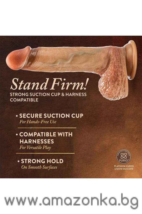 Raphael 9.5 Inch Sliding Foreskin Dildo with Squeezable Balls Tan