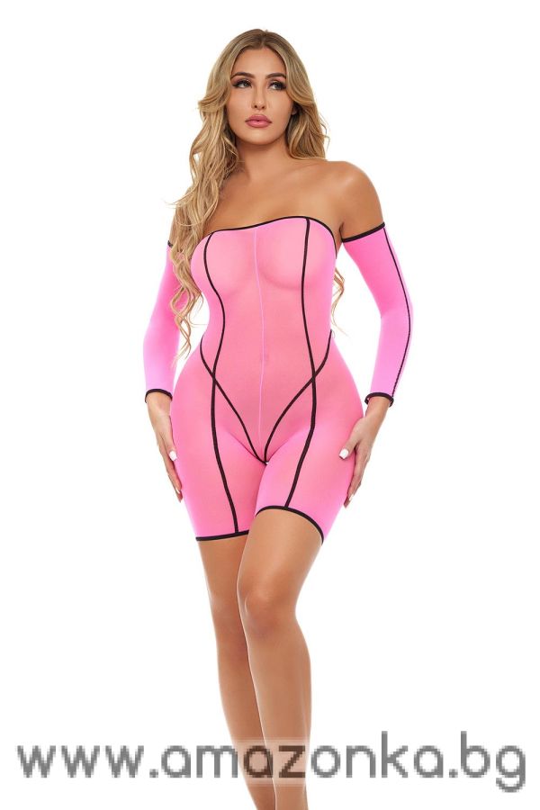 Double Vision Bodysuit Set Pink, Os