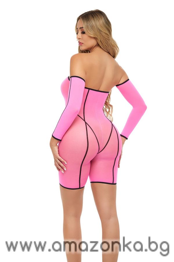 Double Vision Bodysuit Set Pink, Os