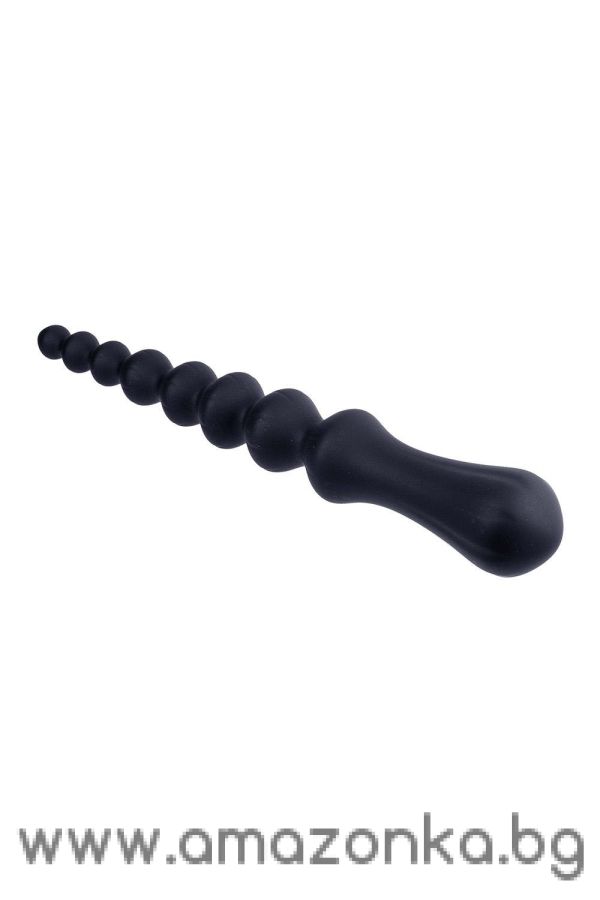 8.5 Inch Ribbed Silicone Anal Ball Beads Black