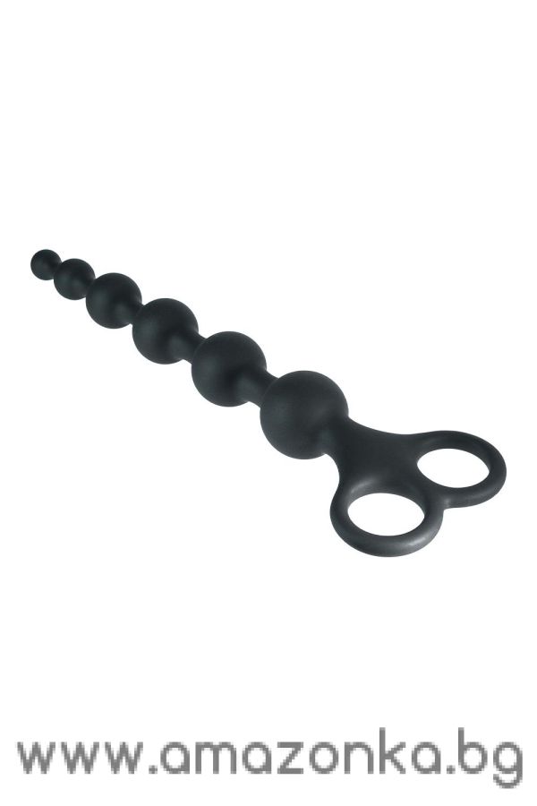 8 Inch Ribbed Silicone Anal Beads Black