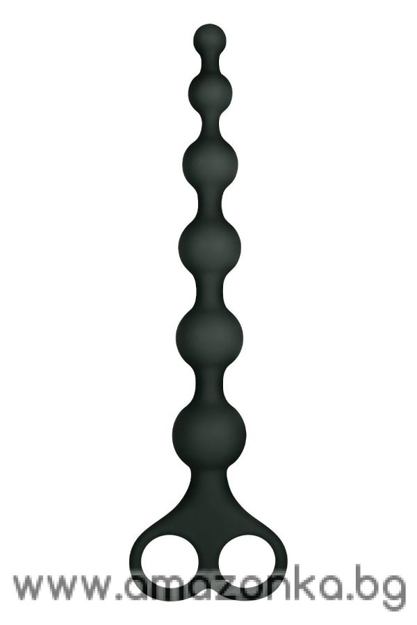 8 Inch Ribbed Silicone Anal Beads Black