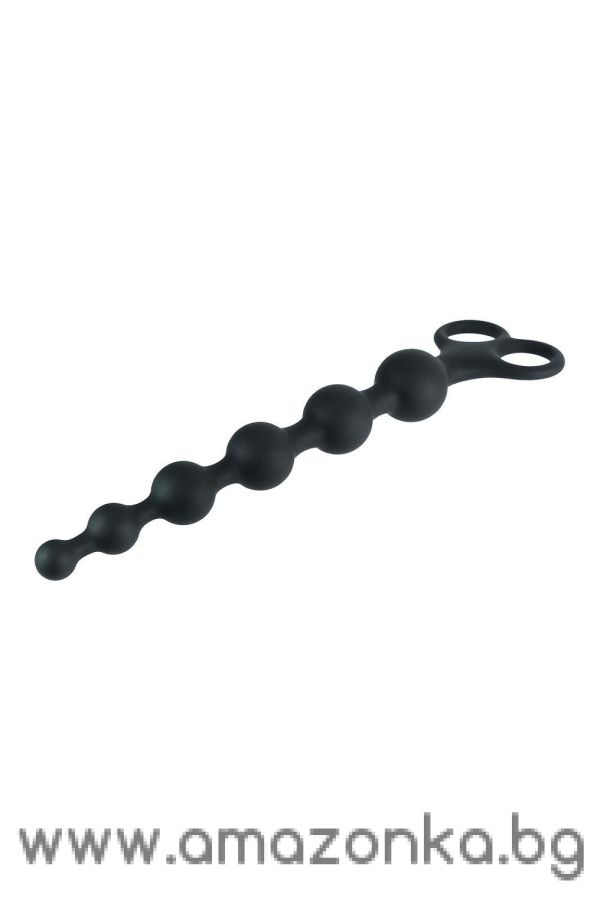 8 Inch Ribbed Silicone Anal Beads Black
