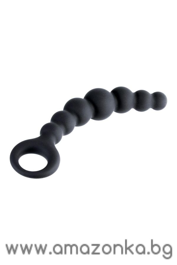 7 Inch Ribbed Silicone Anal Beads Black