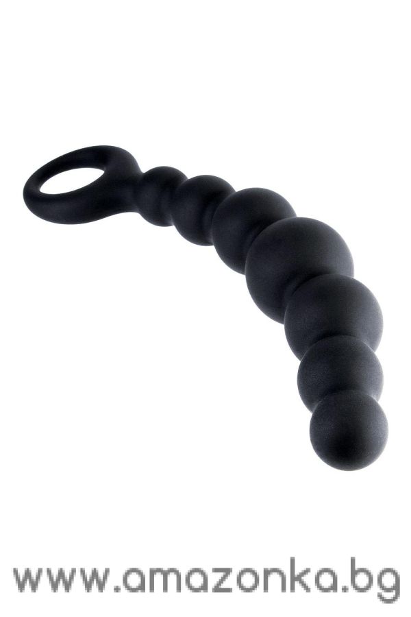 7 Inch Ribbed Silicone Anal Beads Black