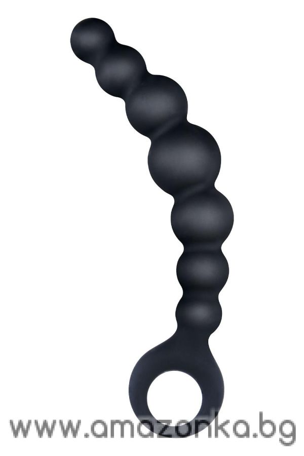 7 Inch Ribbed Silicone Anal Beads Black