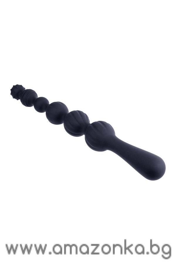 9 Inch Ribbed Silicone Anal Ball Beads Black 