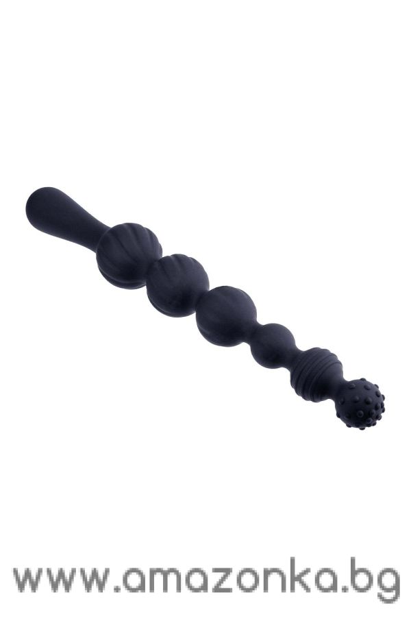 9 Inch Ribbed Silicone Anal Ball Beads Black 