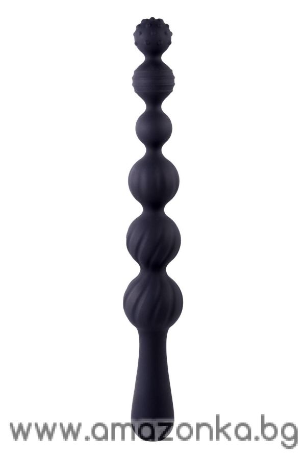 9 Inch Ribbed Silicone Anal Ball Beads Black 