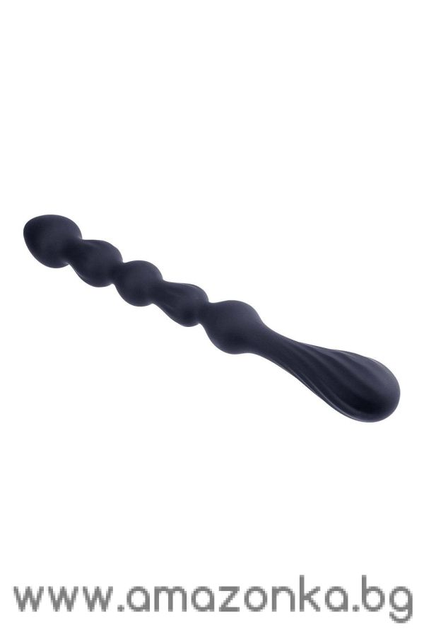 10.5 Inch Ribbed Silicone Anal Ball Beads Black
