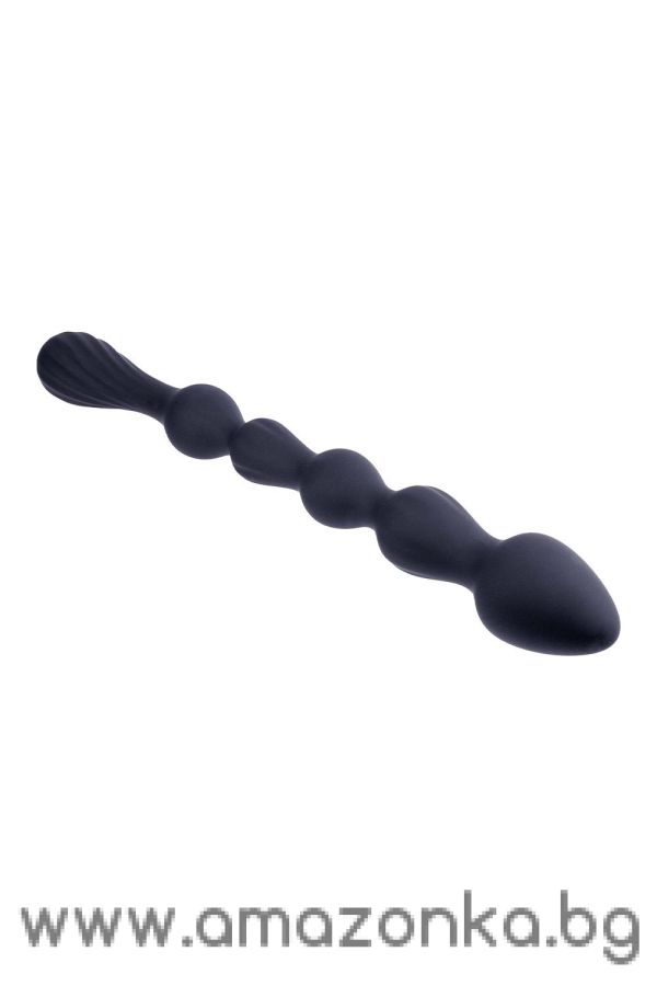 10.5 Inch Ribbed Silicone Anal Ball Beads Black