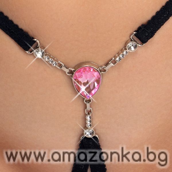 Cottelli LINGERIE Luxurious Crotchless String с кристали-Size:S-L