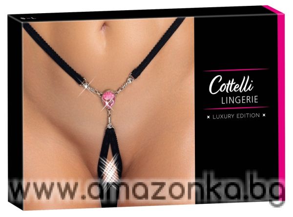 Cottelli LINGERIE Luxurious Crotchless String с кристали-Size:S-L