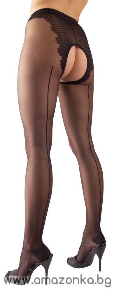 Cottelli LEGWEAR Suspender Open Crotch Tights-Размер:3