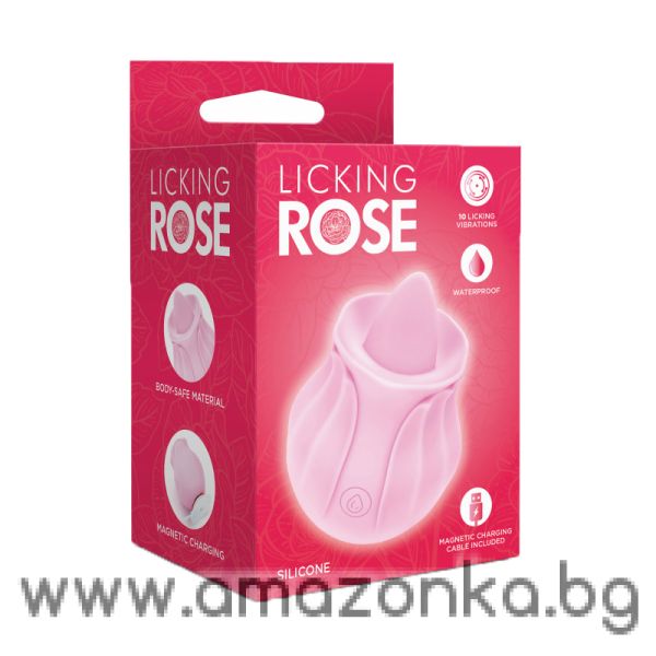 Силиконов вибриращ вибратор тип „Роза“ с ближещ ефект Silicone Licking Rose – Розов