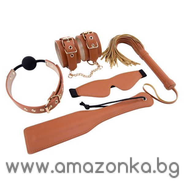 Elite Bdsm Set Cognac Vegan Leather