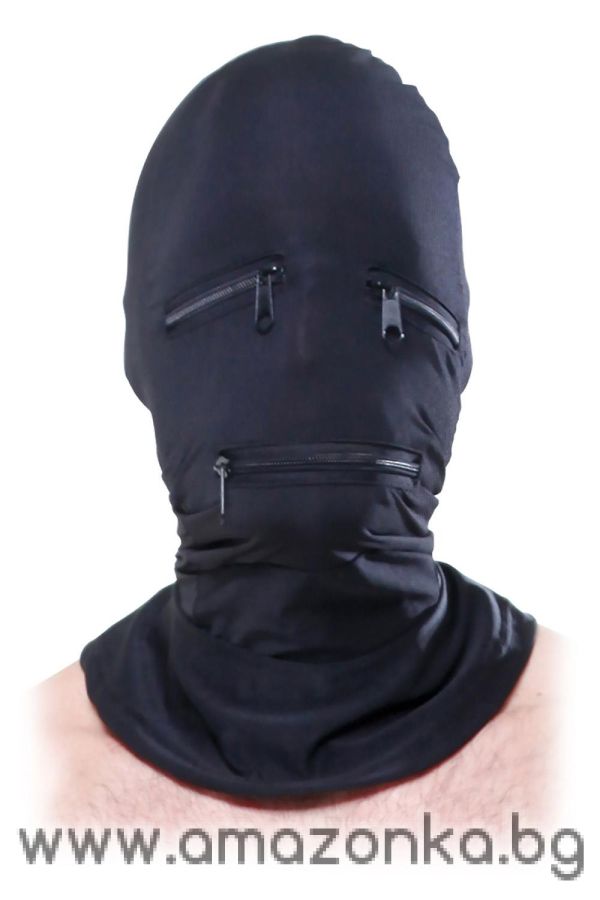 Zipper Face Hood Black