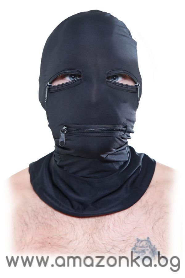 Zipper Face Hood Black