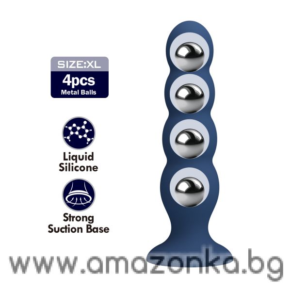 Mr. Play Metal & Liquid Silicone Anal Plug with 4 Metal Balls