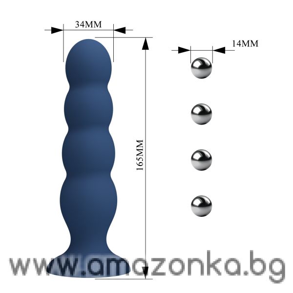 Mr. Play Metal & Liquid Silicone Anal Plug with 4 Metal Balls