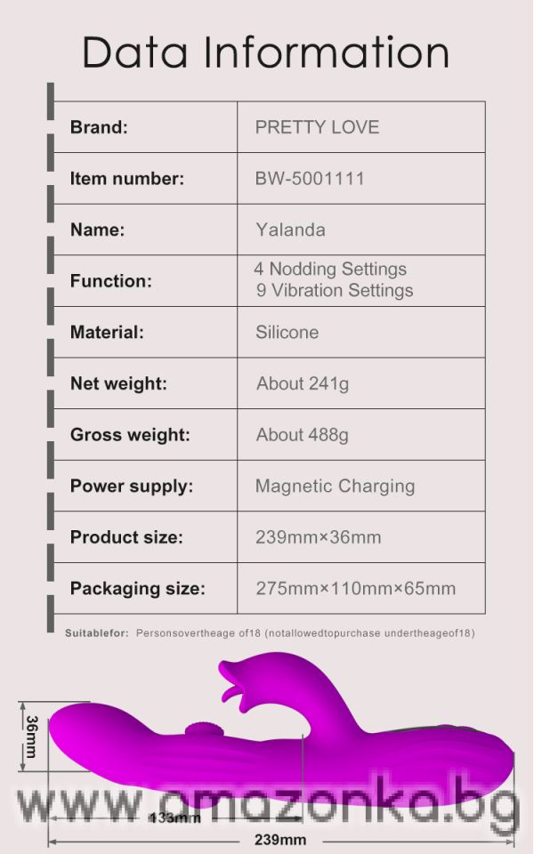 PRETTY LOVE-Yalanda-Purple-Nodding Rabbit Vibrator