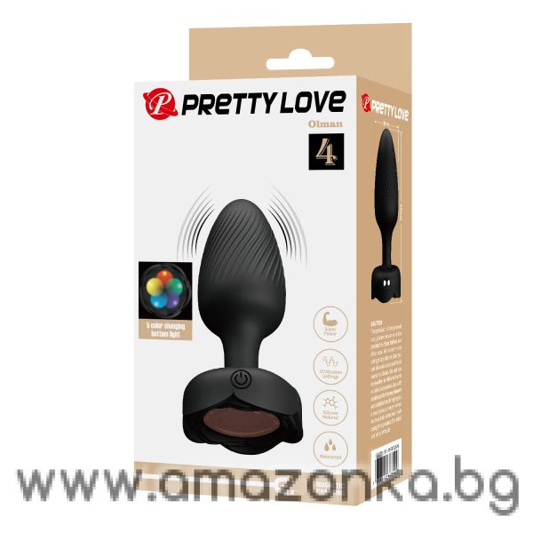 Силиконова анална тапа с LED премигващи светлини и 10 режима на вибрация Pretty Love Olman 4– 17.5 см
