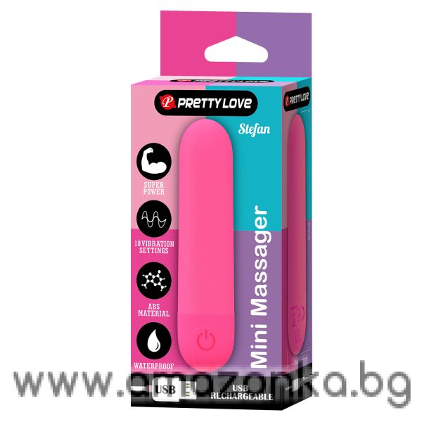 Мини USB презареждаем виброкуршум Pretty Love-Stefan-10 функции Розов