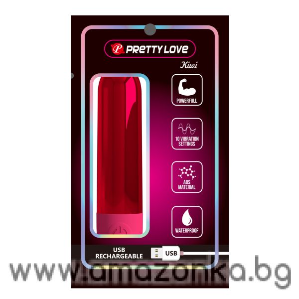 Премиум безжичен метално виброяйце куршум с USB зареждане Pretty Love Kiwi– 10 см