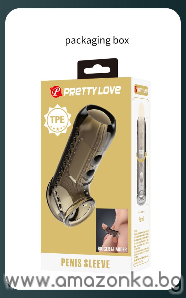Удължаващ и удебеляващ силиконов ръкав за пенис с релефна текстура PRETTY LOVE