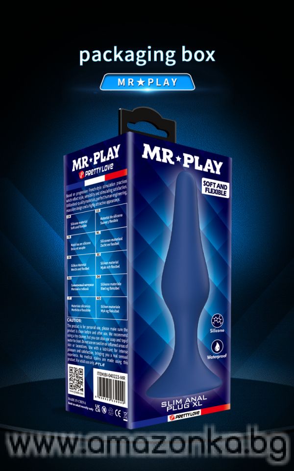 Анатомична силиконова анална тапа с конусовиден силует MR PLAY SLIM – 15.4 см
