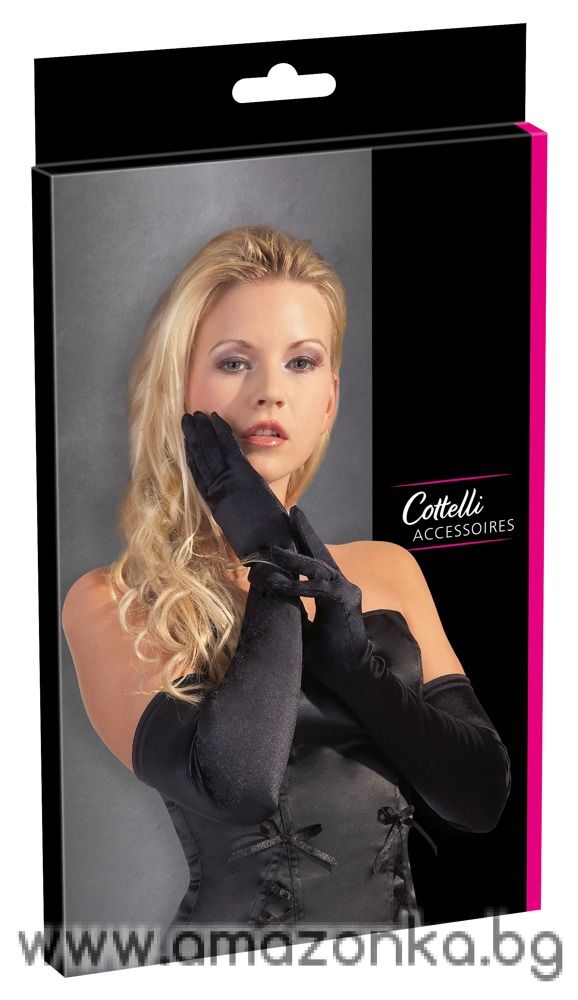 Дълги черни сатенени ръкавици над лакътя Cottelli ACCESSOIRES