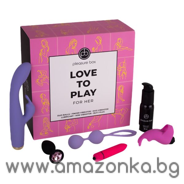 Луксозен еротичен подаръчен комплект с разнообразни секс играчки Love To Play For Her (9 части)