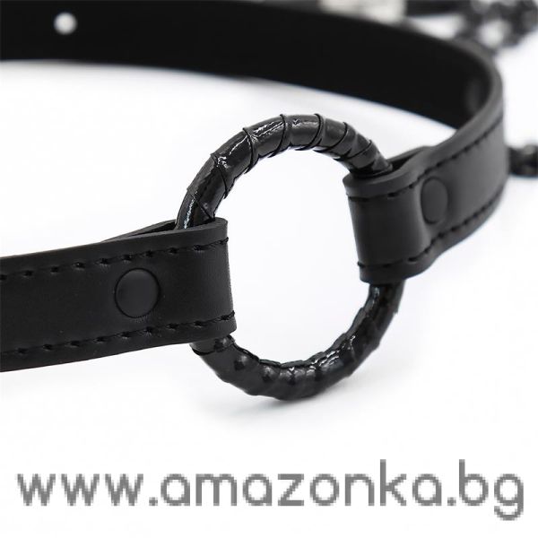 O Ring Gag and Nipple Clamps Vegan Leather