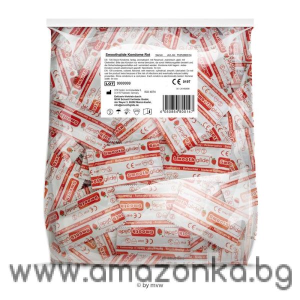SMOOTHGLIDE Strawberry Preservatives Size 54 Pack of 100