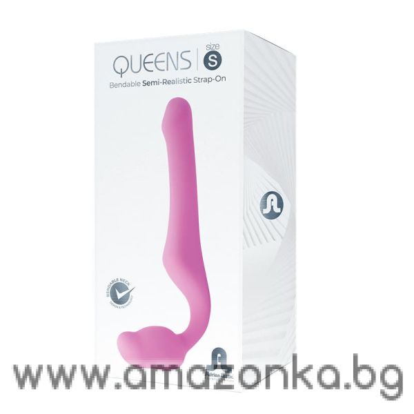 Queens S Strapless Strap-On Dildo Size S Silicone Pink